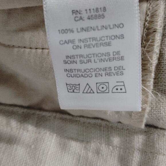 Michael Kors Womens Linen Pants Sz 12 Khaki Tan - Picture 6 of 6